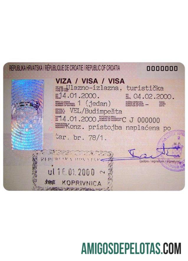 Visto CROÁCIA exemplo